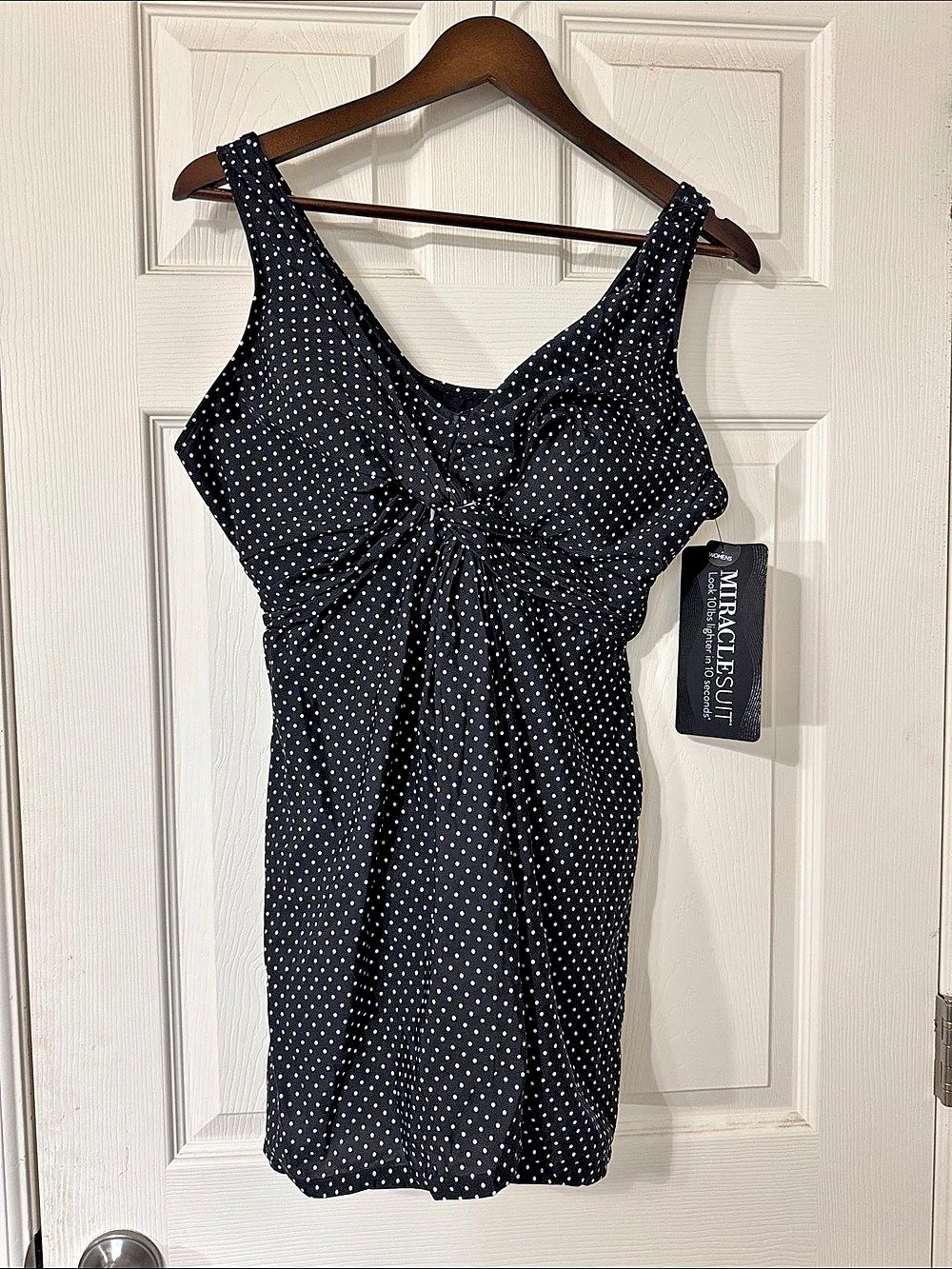 MiracleSuit Polka Dot Swim Dress (one piece with bottom included) Black & White